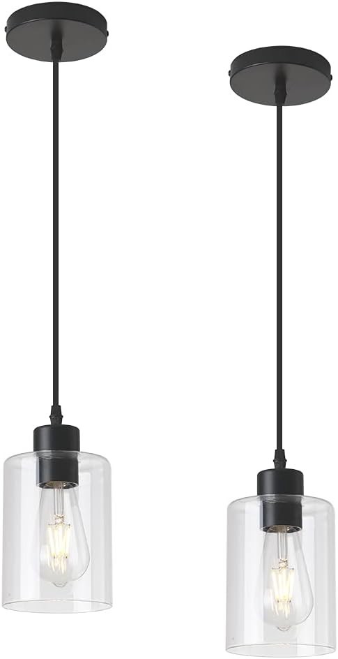 Versatile Dimmable Pendant Lights with Adjustable Height - 2 Pack, Kitchen Style
