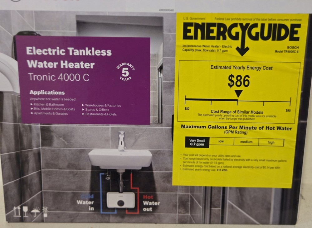 Bosch Tronic TR4000C-10 Electric Tankless Water Heater Sealed