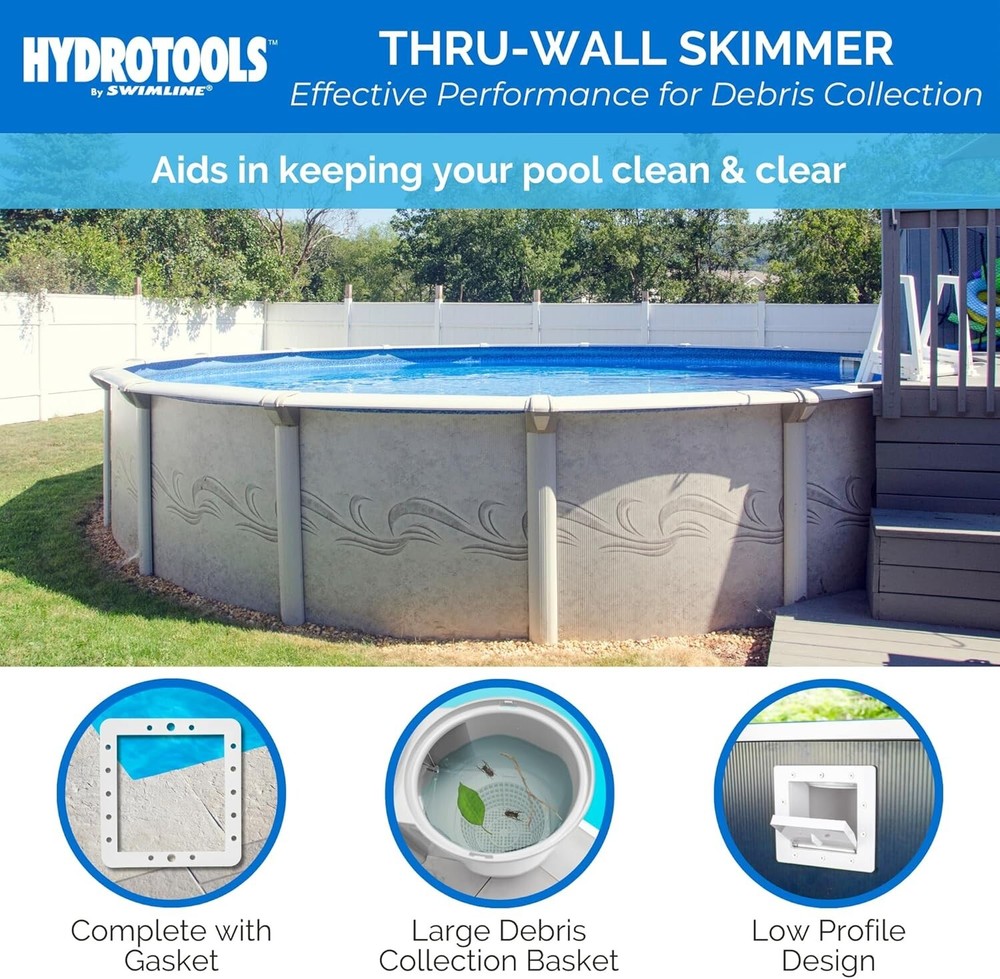 HYDROTOOLS Standard Thru-Wall Above Ground Pool Skimmer Kit ABS Construction