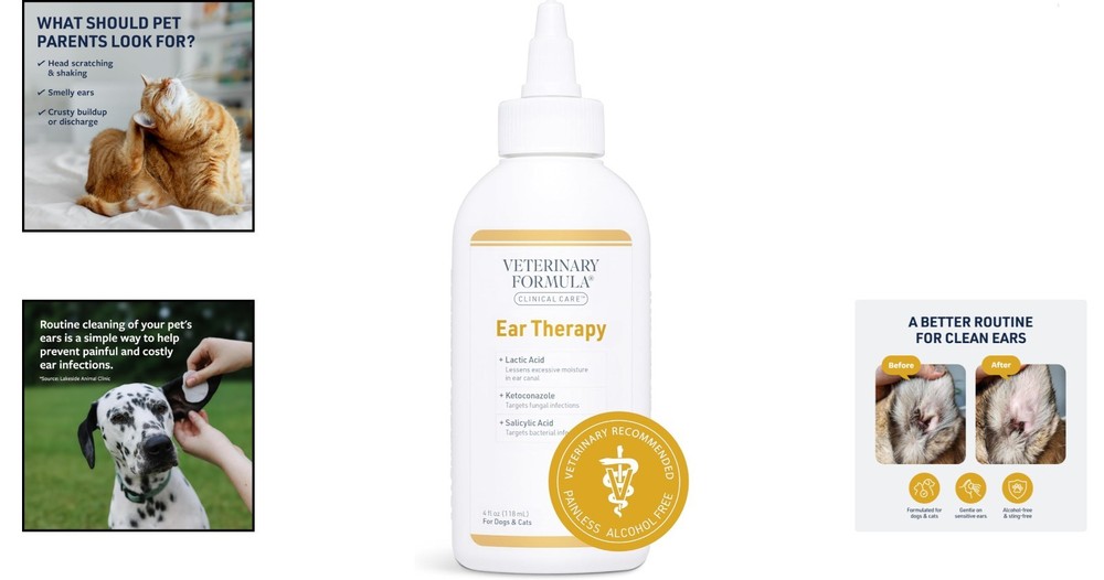 Ear Cleaner for Dogs & Cats, Gentle Ear Cleaning Solution for Sensitive Ears,...