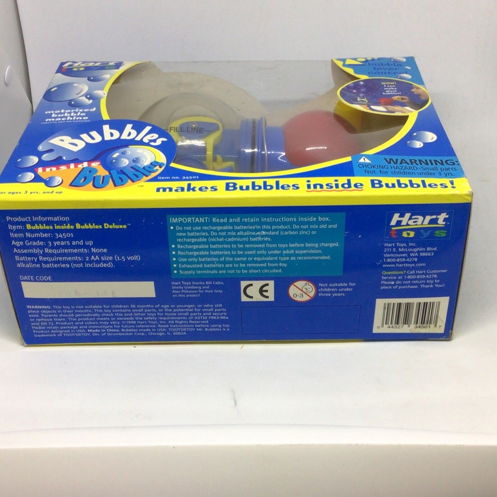 NOS 1998 Hart Toys Motorized Bubble Machine Makes Bubbles Inside Bubbles