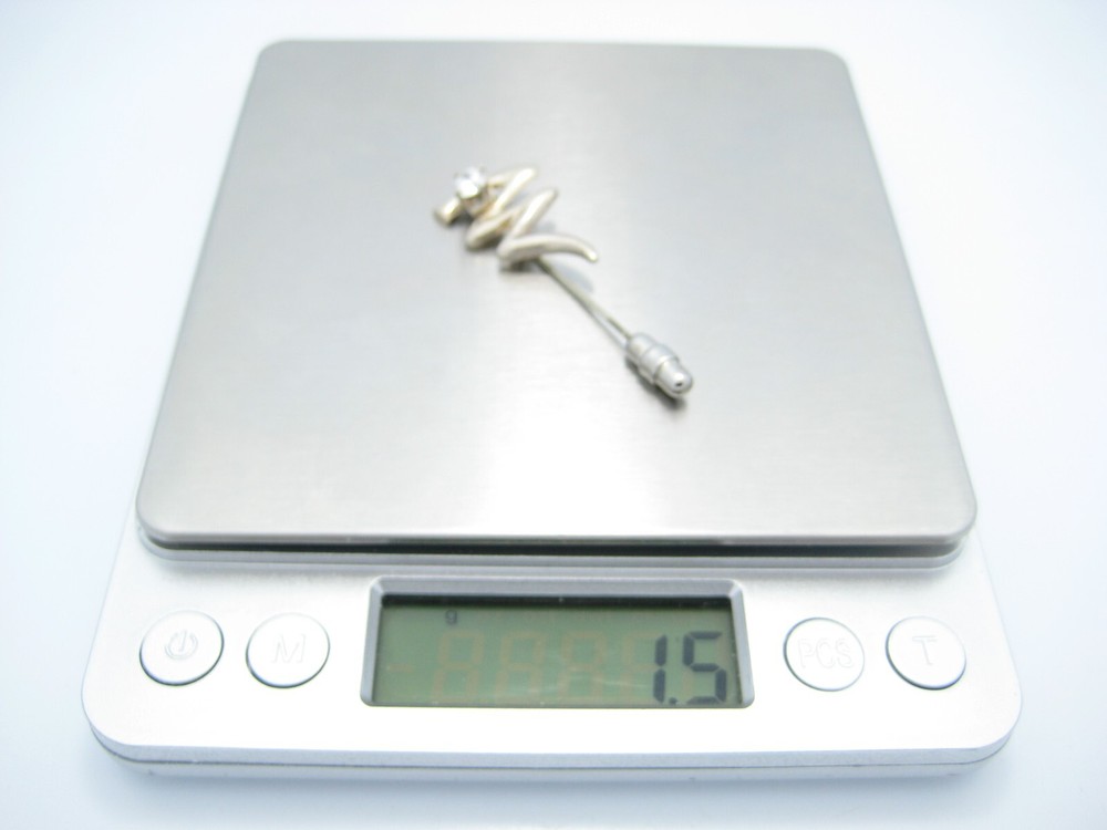Sterling Silver Squiggle Clear CZ Stick Or Hat Pin