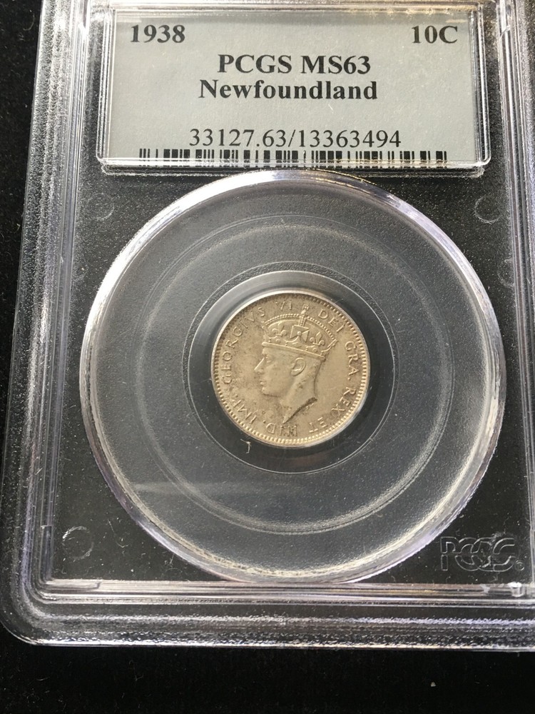 1938  PCGS Graded Newfoundland ¢10 Cent **MS-63**