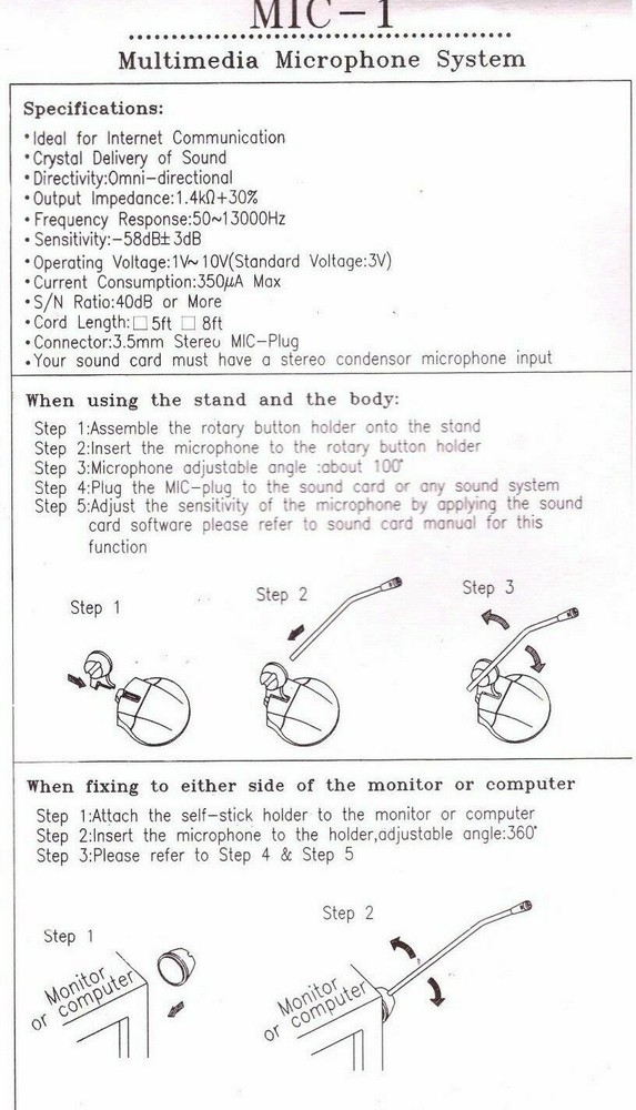 Simple Microphone for PC Computer Laptop Notebook Desktop Skype Gaming Chatting
