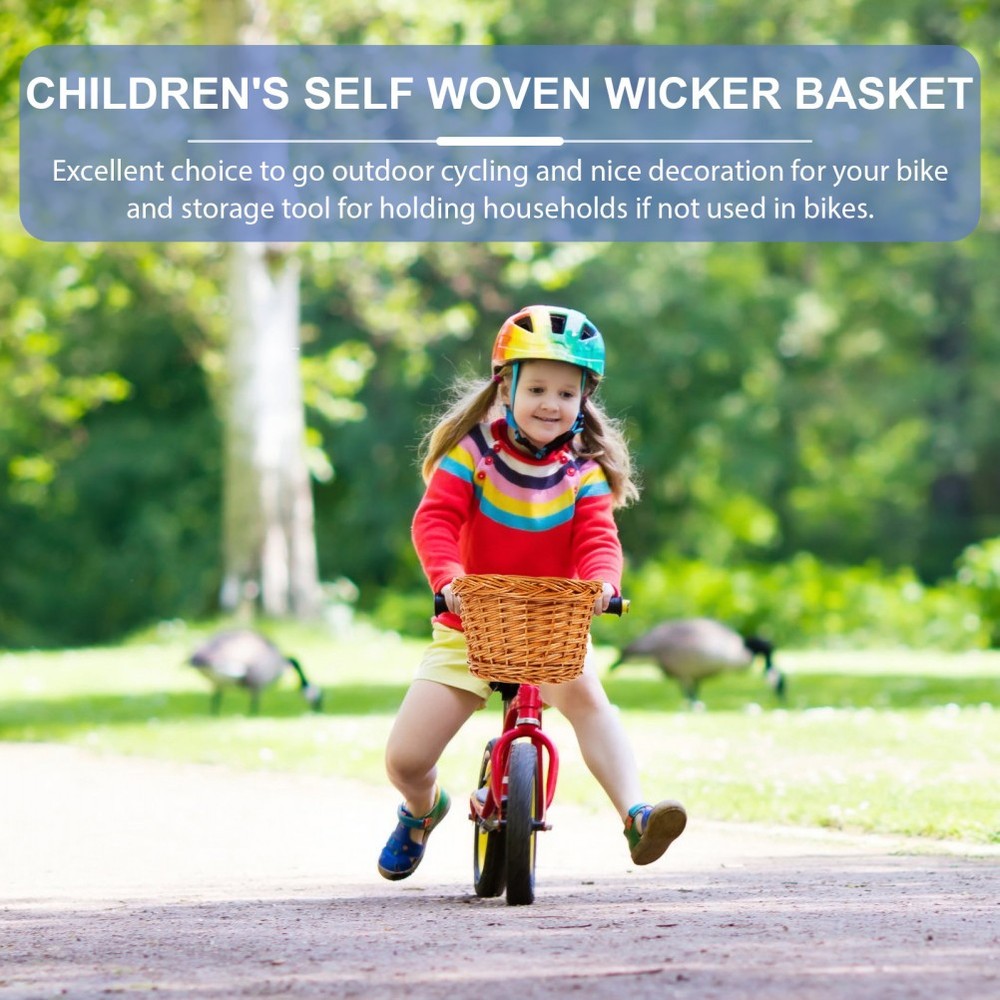 Woven Basket Wicker -woven Baskets Kid Bicycle Weave Container Storage
