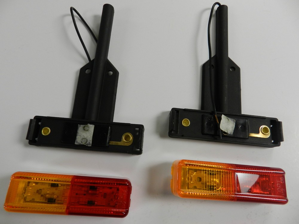 2- LED Fender Lights 1x4 Surface Amber & RED Marker lights w/brackets Optronics