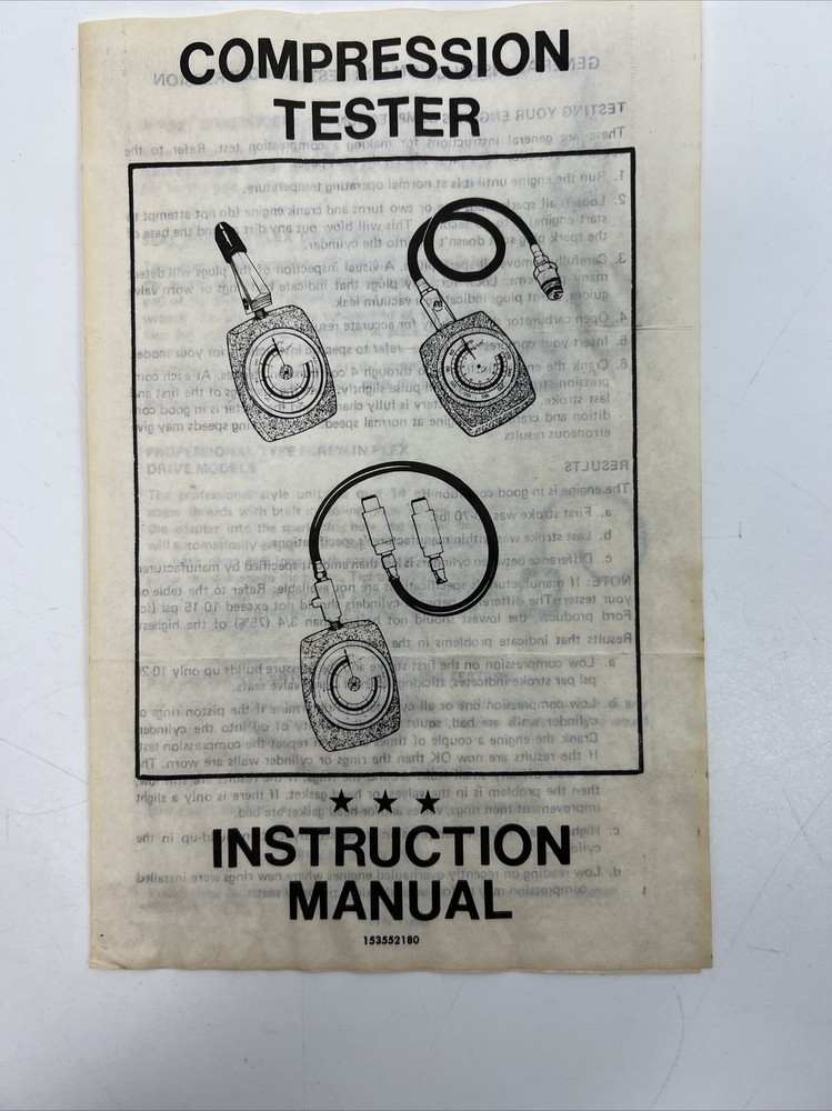 Vintage RAC Rotating Dial Engine Compression Tester Seal-Kwic Model 1539 EUC