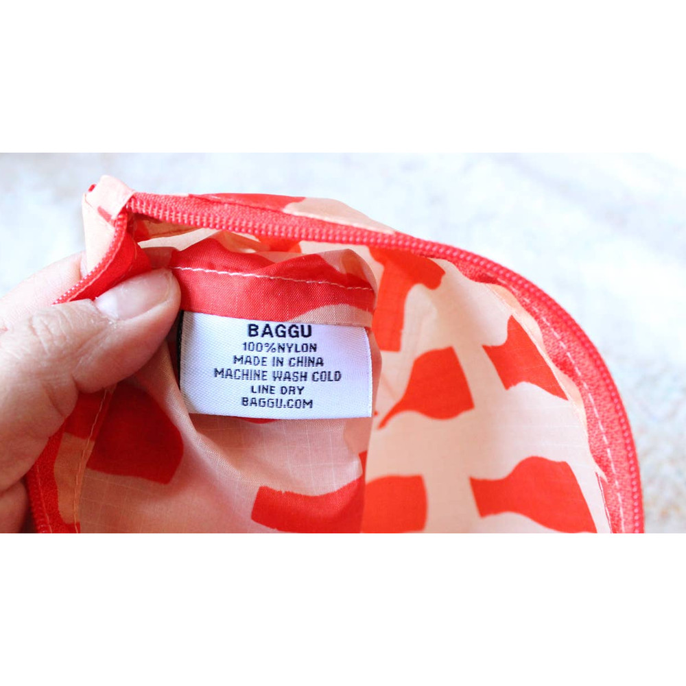 Baggu Custom Orange Ripstop Flat Zip Medium Nylon Pouch