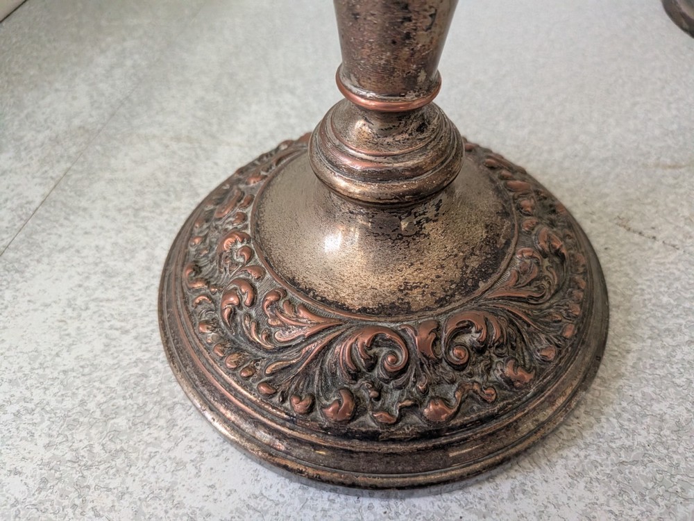 COLLECTION ANTIQUE SILVER PLATED ON COPPER CANDLESTICKS / CANDELABRA