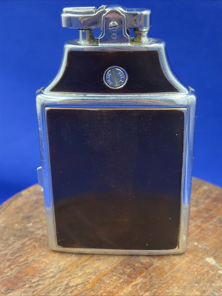 Vtg Ronson Mastercase Art Deco Cigarette Case Lighter Brown & Silver Untested