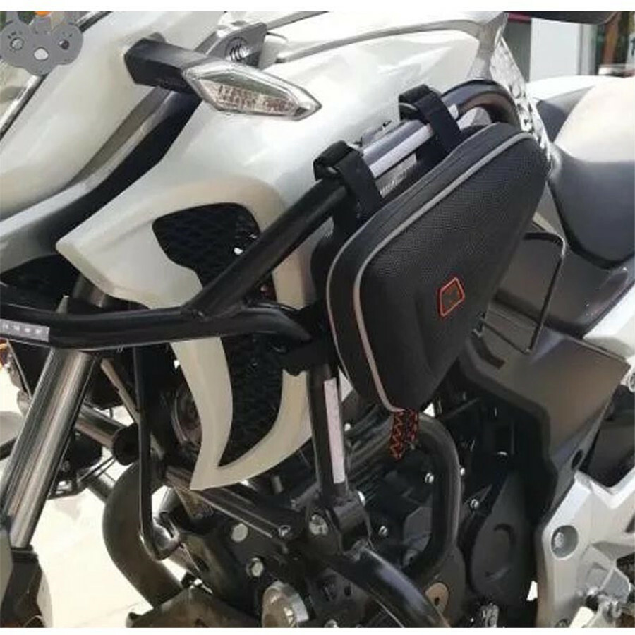 Motorcycle Saddle Storage Bag Engine Guard Mount Case Pouch Accessories Black
