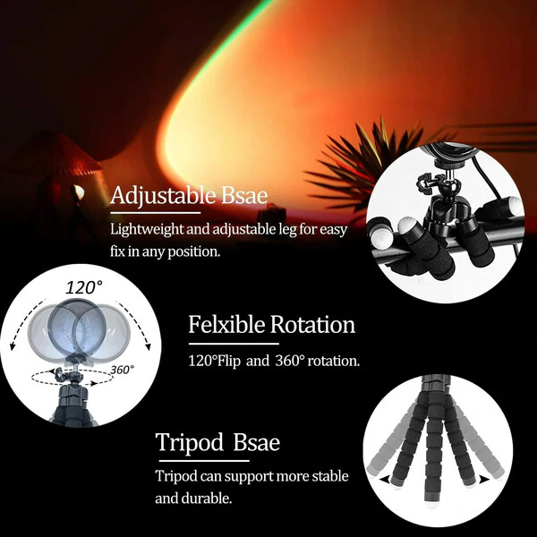 Smart LED Sunset Projection Lamp, Multi-Color, 360 Degree Rotation, APP Control