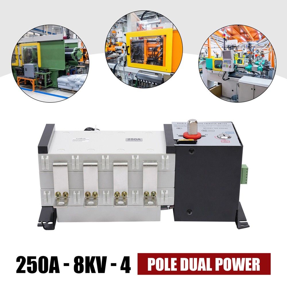 Automatic Industrial Transfer Switch 250A 4P 110V Grid to Solar AC Generator