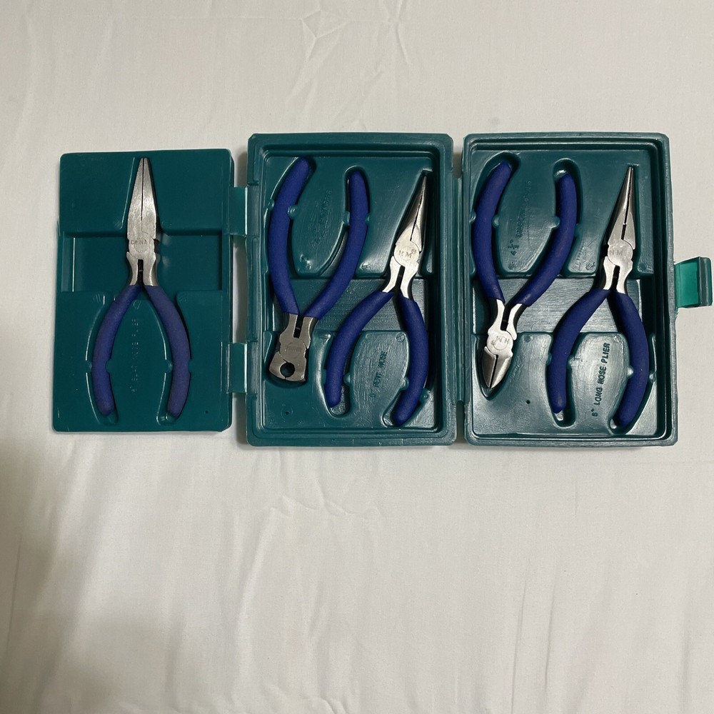 HARDWARE MACHINERY 5 PIECE PILERS SET TRI FOLDING HARD PLASTIC CASE. NEW