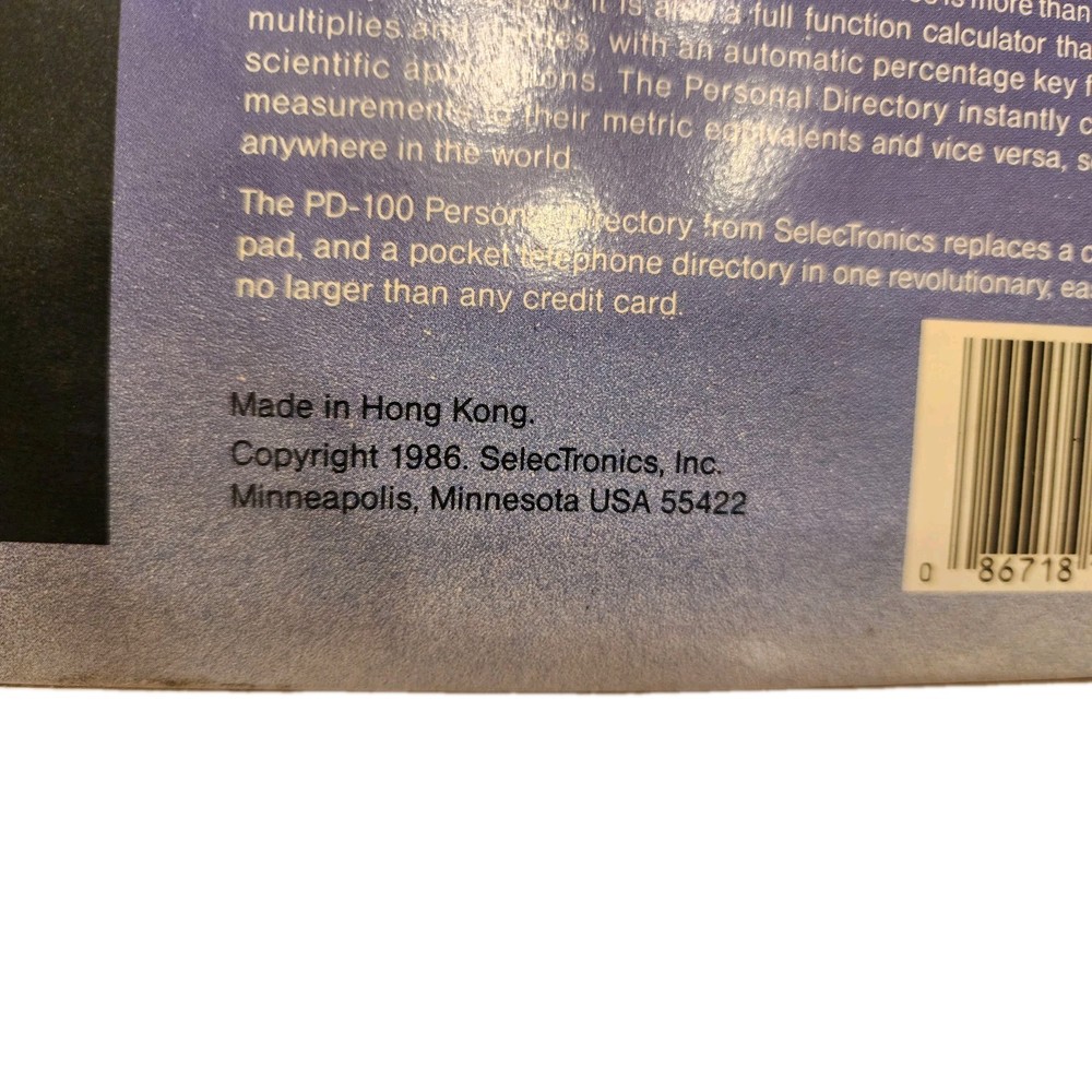 The Worlds Smallest Pocket Computer PD-100 Personal Directory By SelecTronics