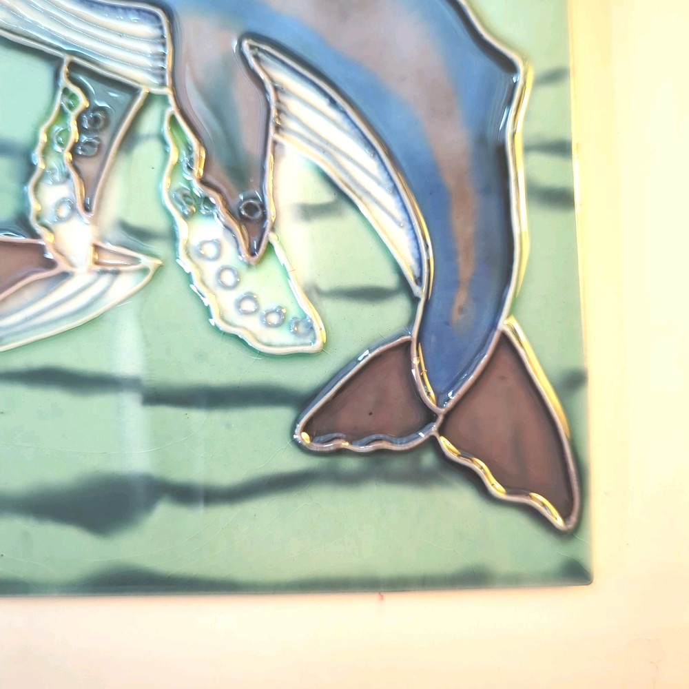 Two (2) Humpback Whale Ceramic Tiles 6” Square