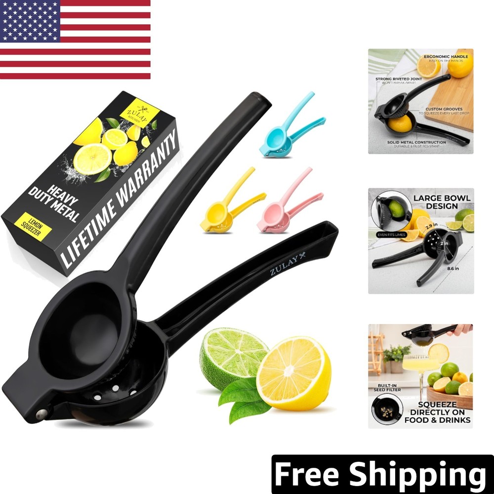 Compact Portable Lemon and Lime Squeezer -  Quality Kitchen Tool, Black