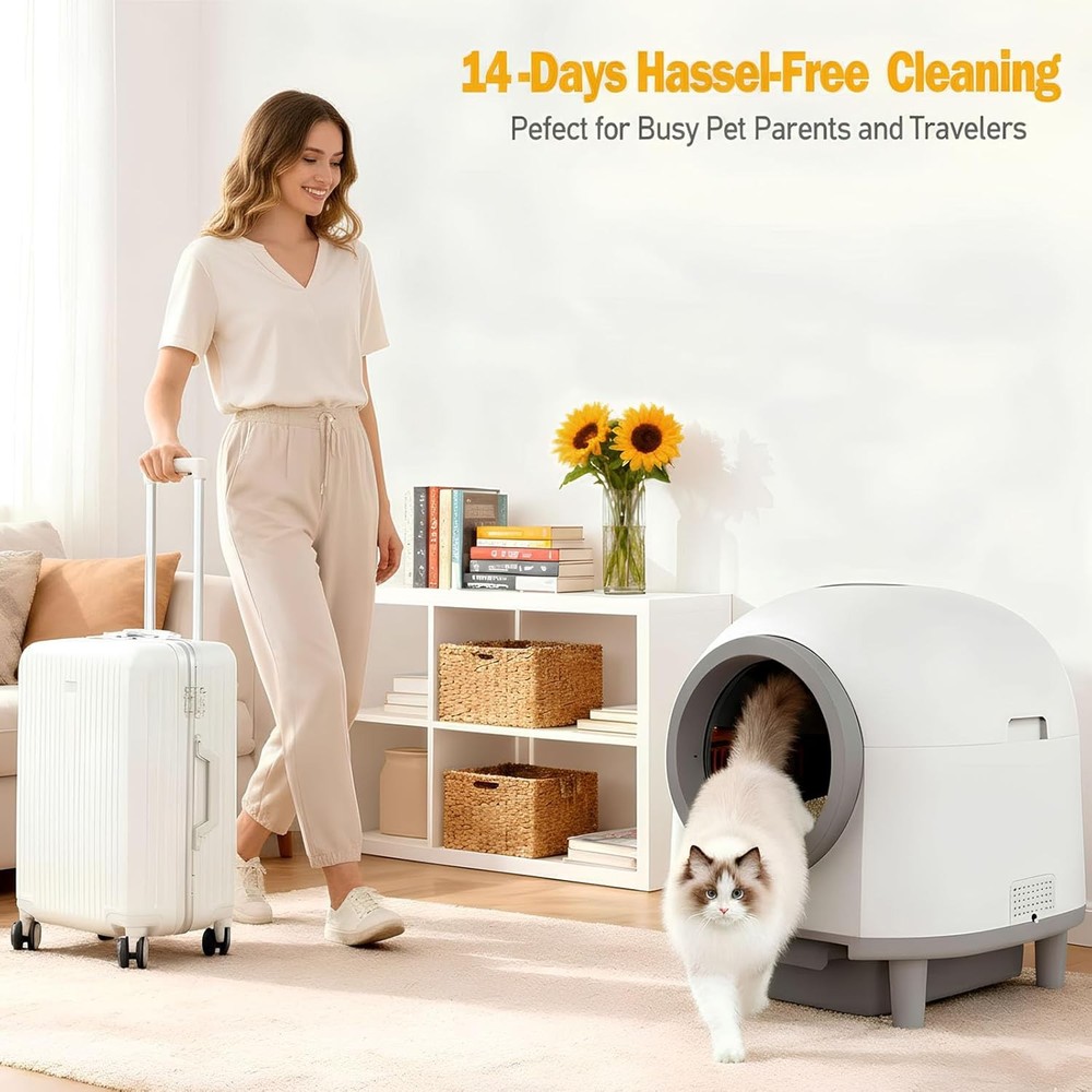 88L Large Smart Automatic Self Cleaing Cat Litter Box with App Control Mat Liner