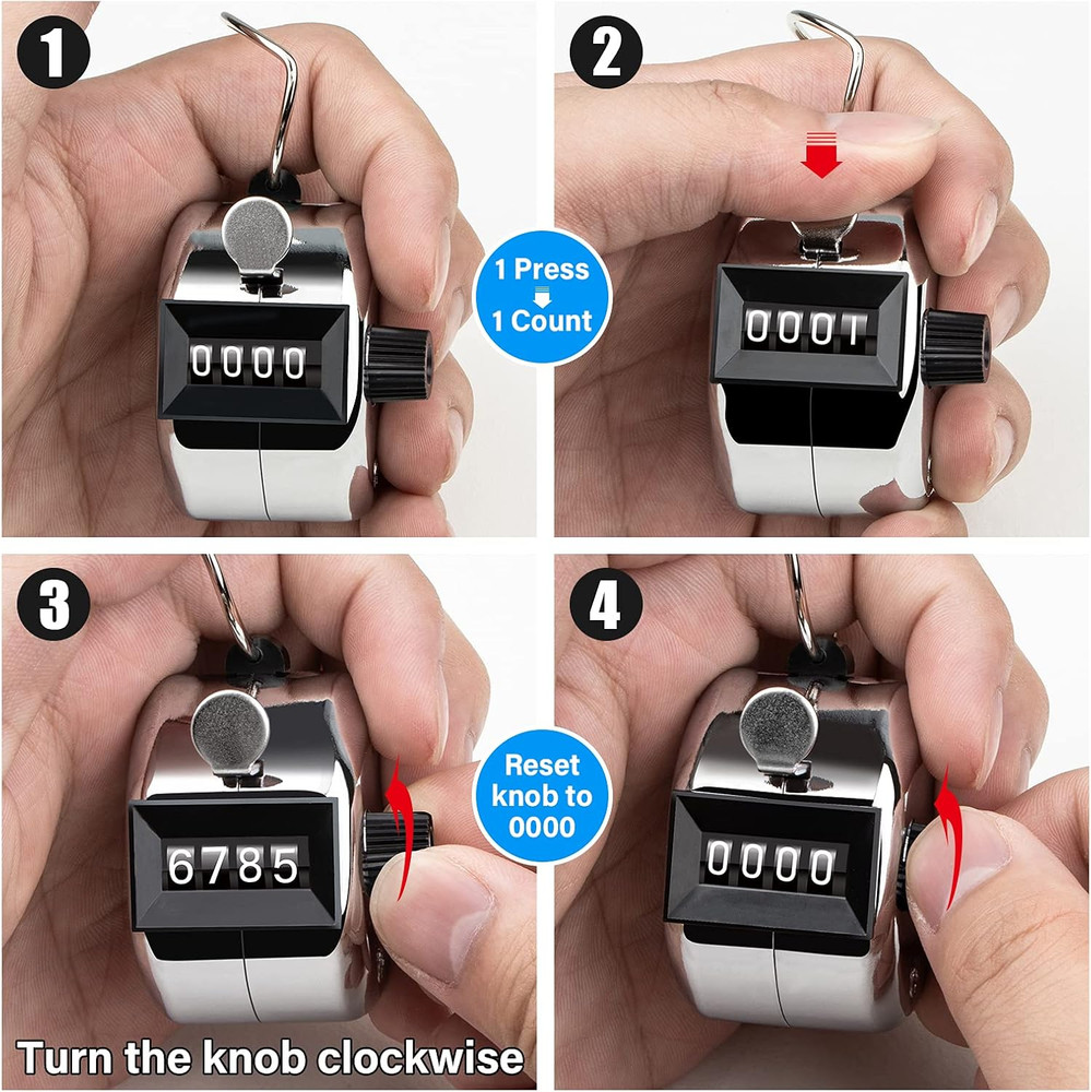 4 Digit Mechanical Tally Counter Handheld Clicker