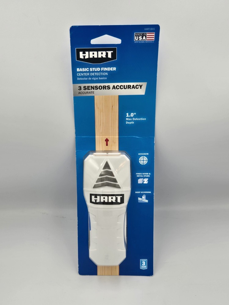 Hart Basic Stud Finder Center Detection 3 Sensors Accuracy Hart1BAS 1" Max Depth