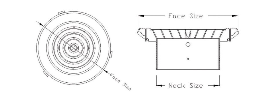 Air Conditioning Round Down Jet Diffuser Face:240mm Neck 150mm