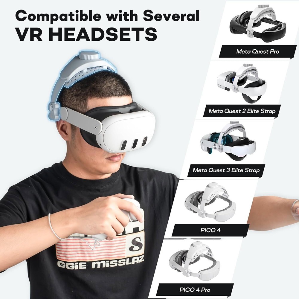 Adjustable Head Strap for Meta Quest 3 Elite Strap Quest 2/Pro/Pico 4 VR Headset