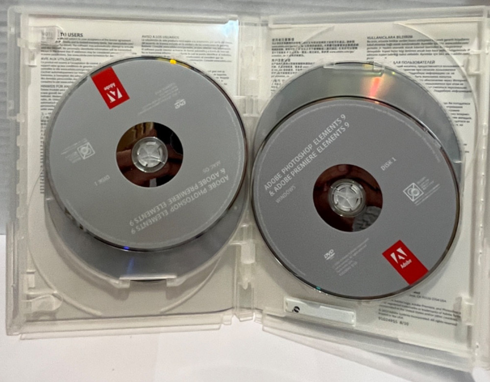 Adobe Photoshop Elements 9 & Premiere Elements 9 Bundle PC/Mac Complete w/ Seria