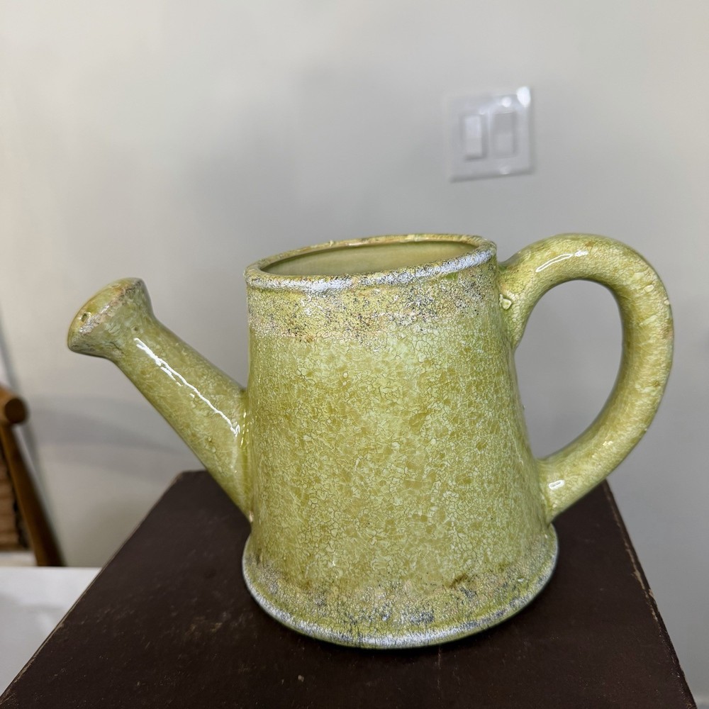Ceramic Artistic Distressed Green Watering Can