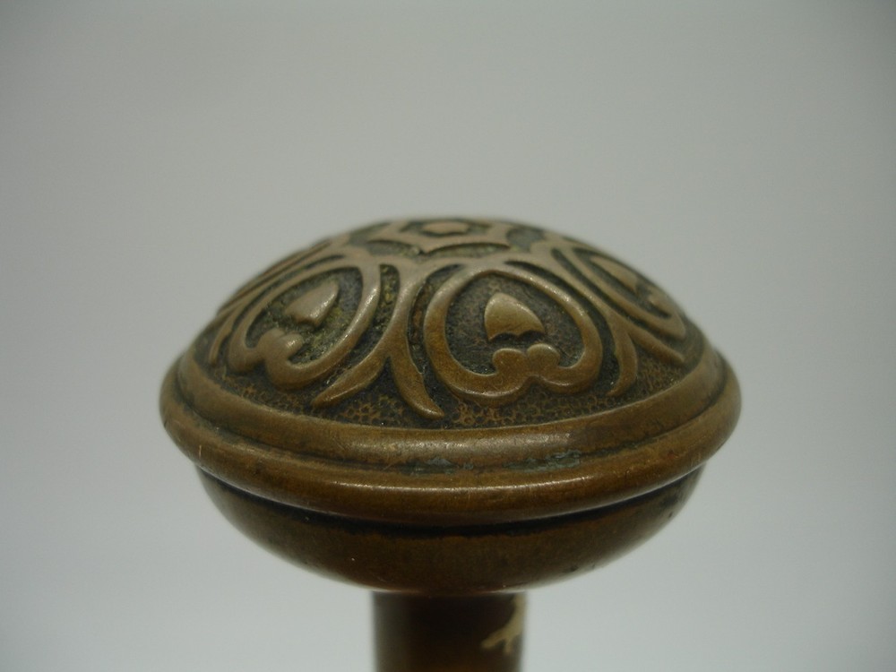 Antique Victorian ornate bronze HEART doorknob set brass CORBIN hardware knobs