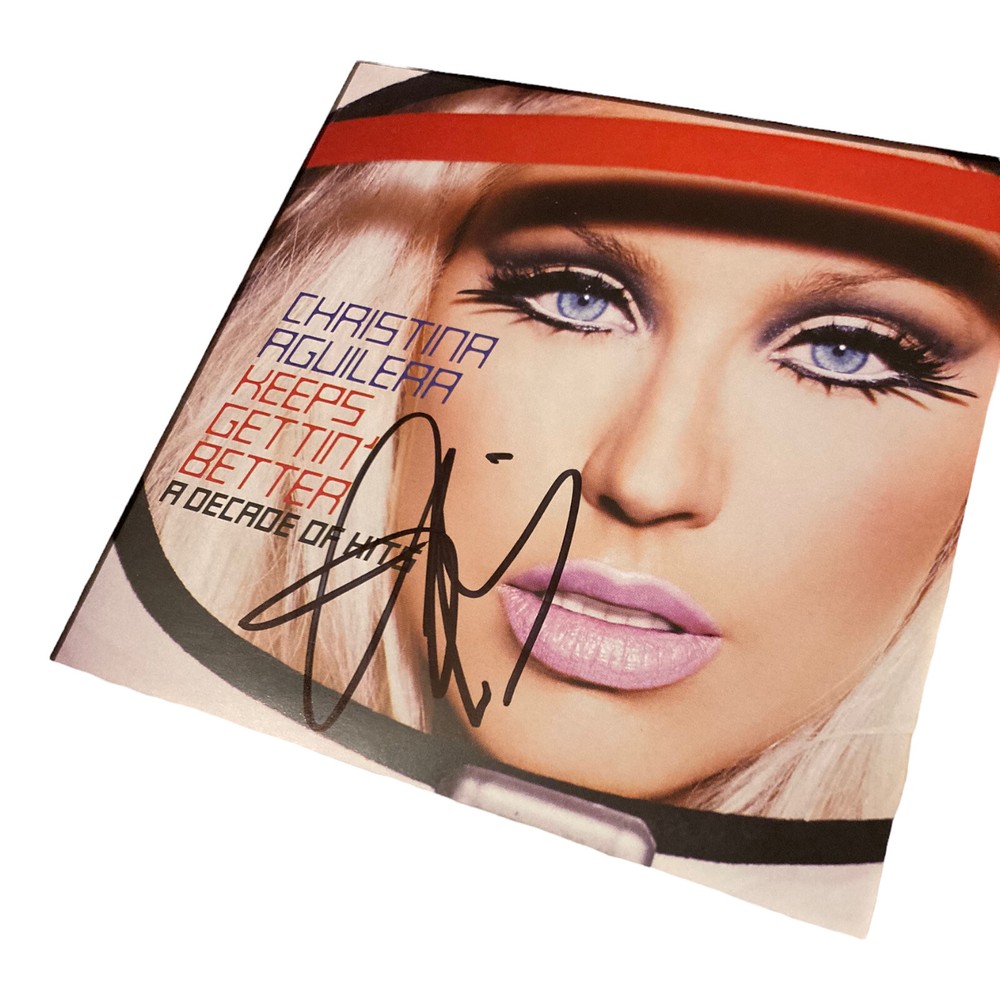 CHRISTINA AGUILERA SIGNED AUTOGRAPH KEEPS GETTIN BETTER HITS FRAMED CD JSA COA