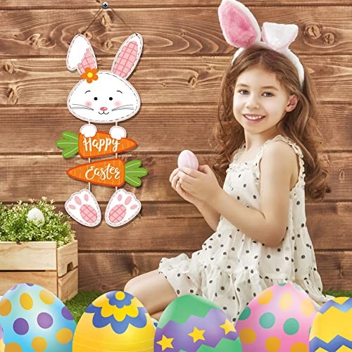 Easter Decorations Rabbit Sign Hanging Wall Decor Carrot Happy Easter Bunny