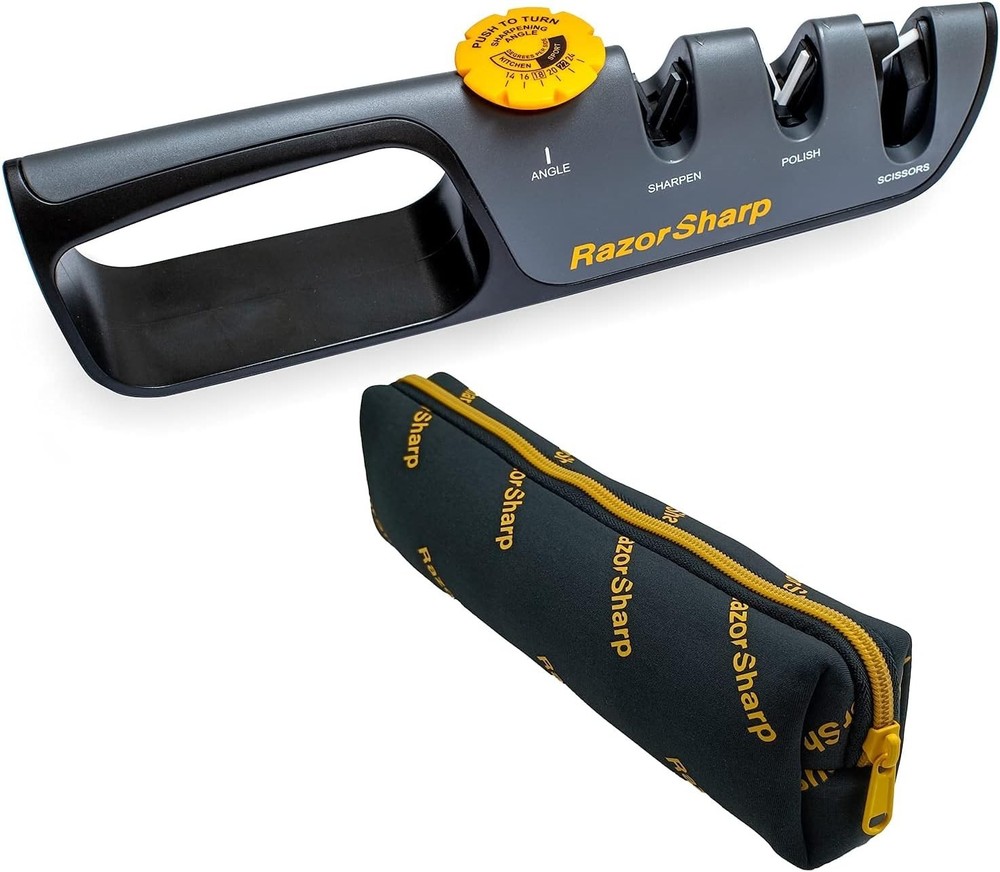 Razorsharp™ Knife Sharpener with Adjustable Angle Guide — Diamond-Coated Ceramic