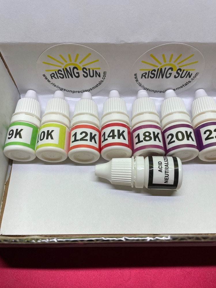" Platinum", "Gold", "Silver", RISING SUN PRECIOUS METALS, acid test solution