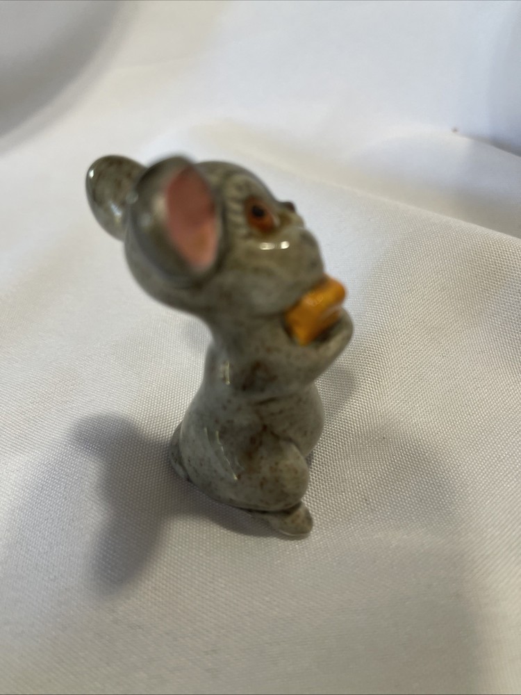 Vintage Mouse Ceramic Mouse Hand Painted Holding Cheese
