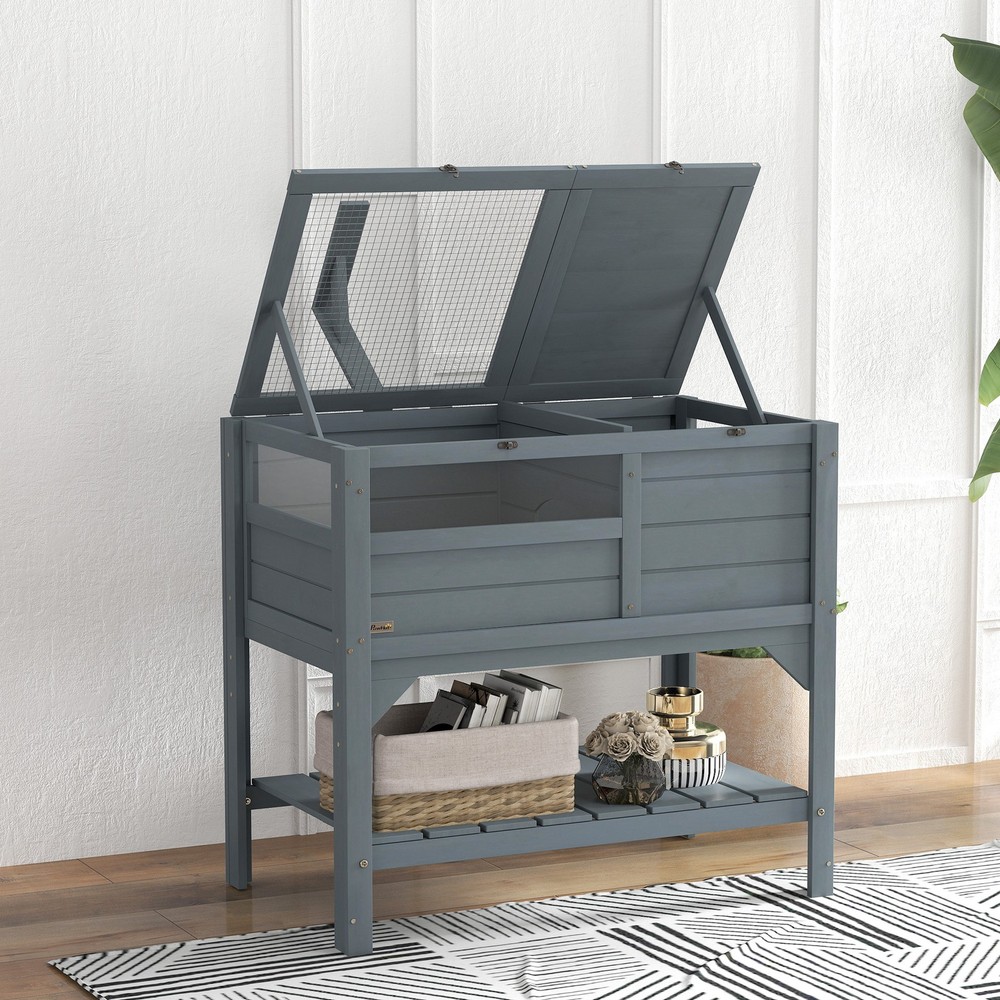 Wooden Tortoise House W/ Shelf Storage, Light Support Frame, Tray
