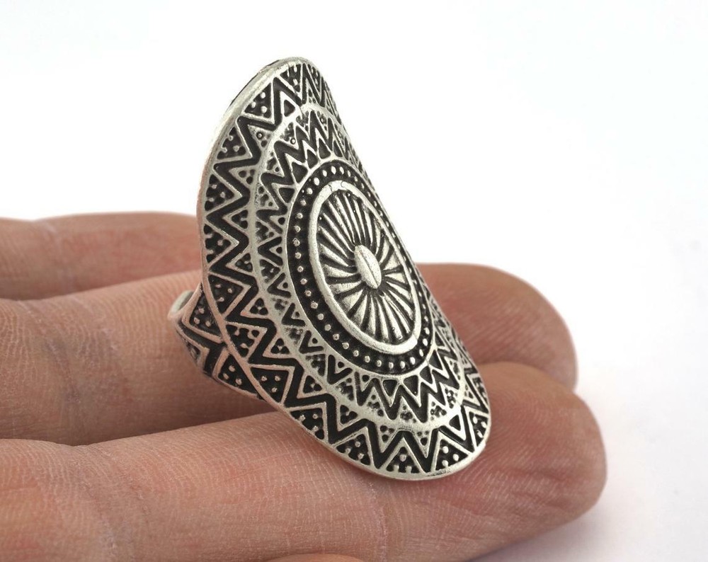 Adjustable Ring Antique Silver Plated Brass 17.5mm 7US innersize Adjustable 3385