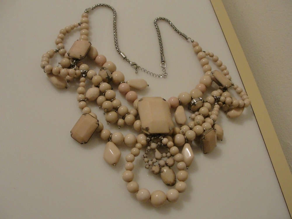 statement soft pink bead necklace 23"-25"