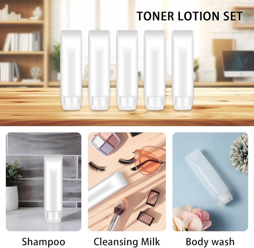 5 PCS Travel Bottles, Refillable Toothpaste Tubes, Small Squeeze white