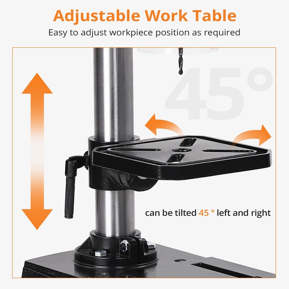 8" Drill Press Benchtop Drill Machine 2.5Amp Tabletop Wood Drill Machine 5 Speed