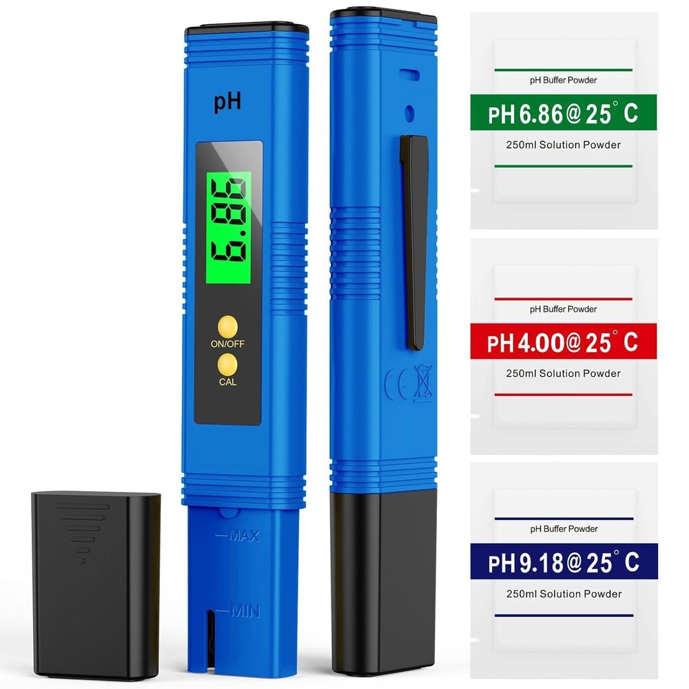 Digital pH Tester for Water - Includes Calibration Powders &  Certification