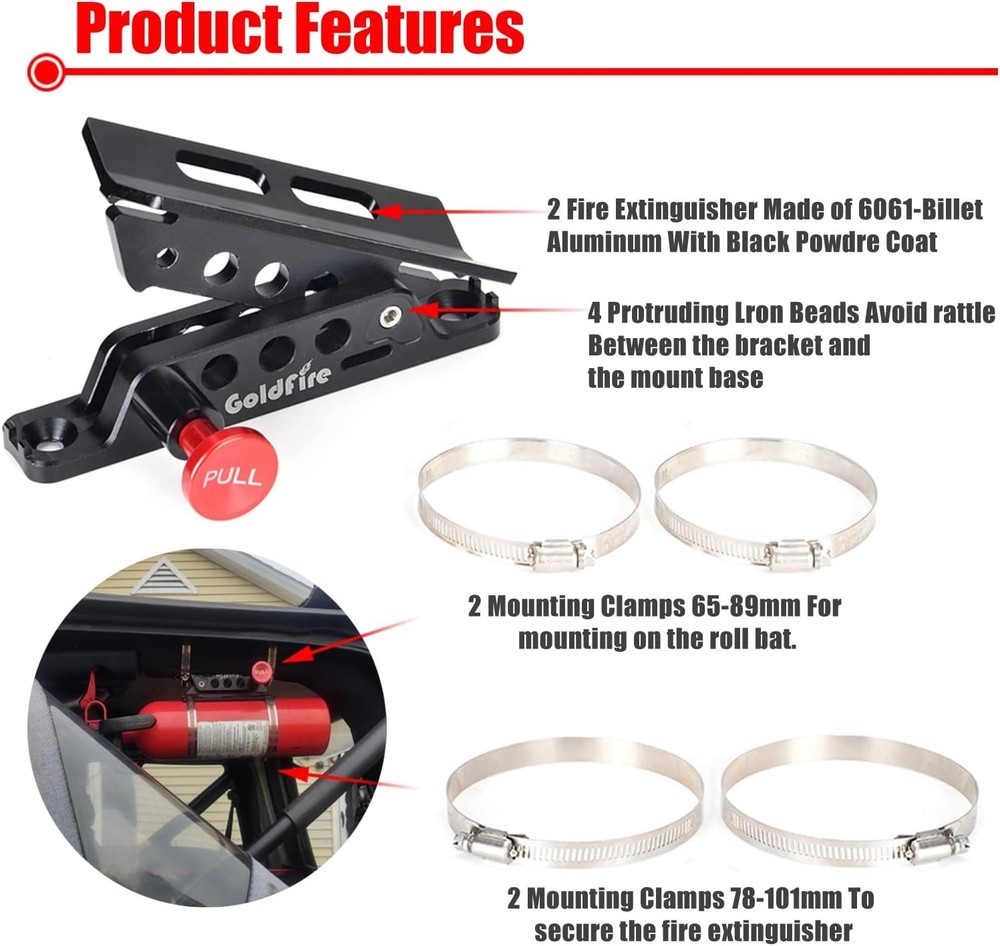 Universal Vehicle Adjustable Quick Release Roll Bar Fire Extinguisher Mount H...