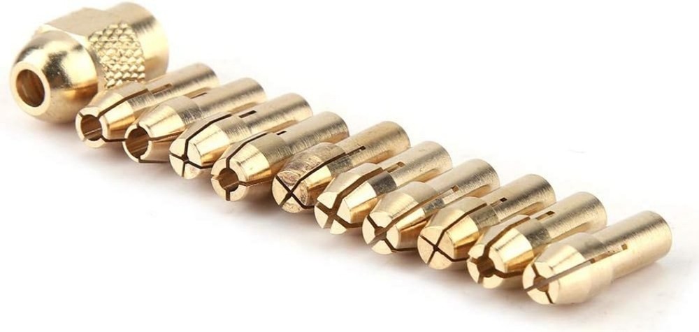 Copper Drill Chuck Collet Set: 11pcs for Electric Grinder, Compact & Quality