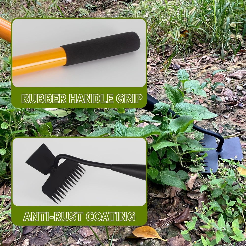 Weed Puller Tool, Heavy Duty Long Handle Stand Up Manual Weeder Remove for Ya...