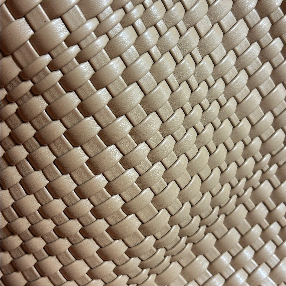 Faux Leather Tan Woven Tote Bag