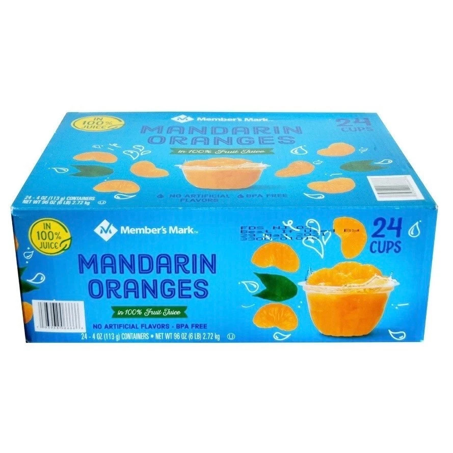 Member's Mark Mandarin Oranges 4 oz Cups 24 Pack Fruit Snack