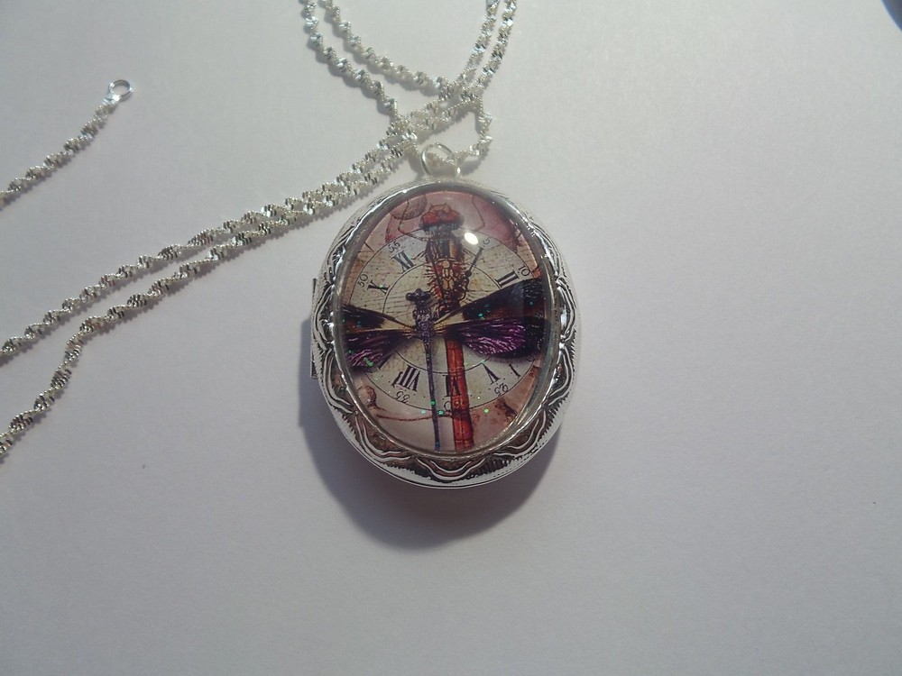 STEAMPUNK LOCKET DRAGONFLY TIME