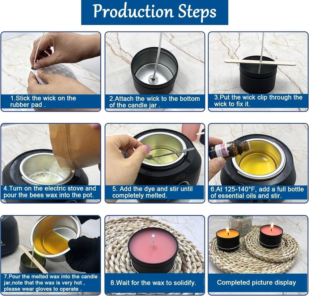 Beginner Friendly Candle Making Kit with Wicks, Jars, and Essential Oils