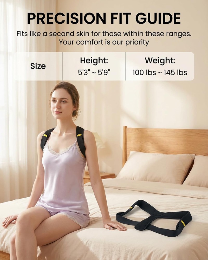 Non-Pinch Design Sleep Upper Back Brace Posture Corrector for , Lightweight &...