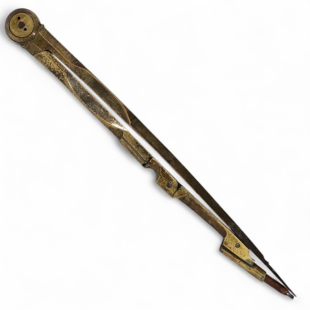 Vintage Brass Drawing Compass Divider Tool Engineering Drafting Antique