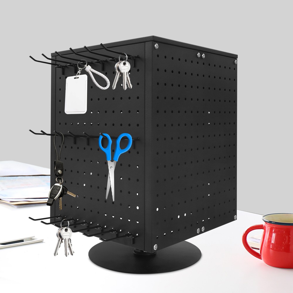 Pegboard Rotating Display Stand, 4 Sided Spinning Peg Board Display